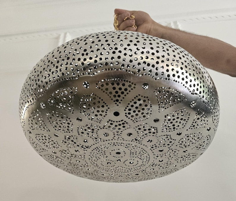 Order by Size : Moroccan Handmade Brass Ceiling Pendant Light (Rawdah)