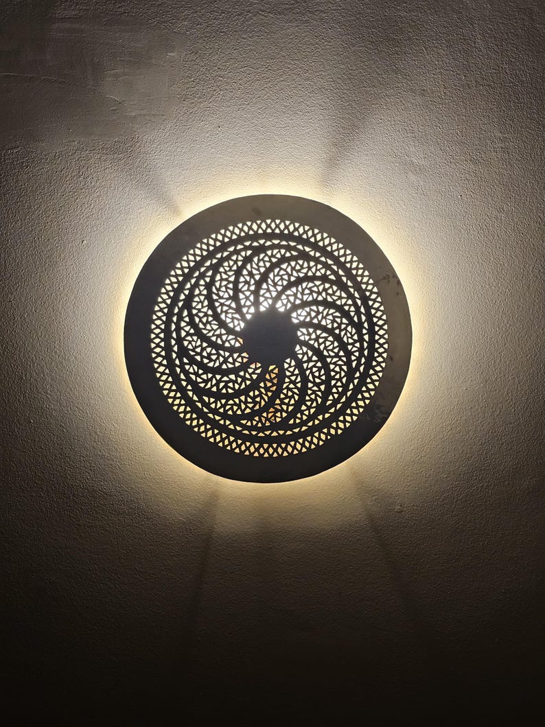 Order by Size : Moroccan handmade brass round wall light lamp (gulmima)