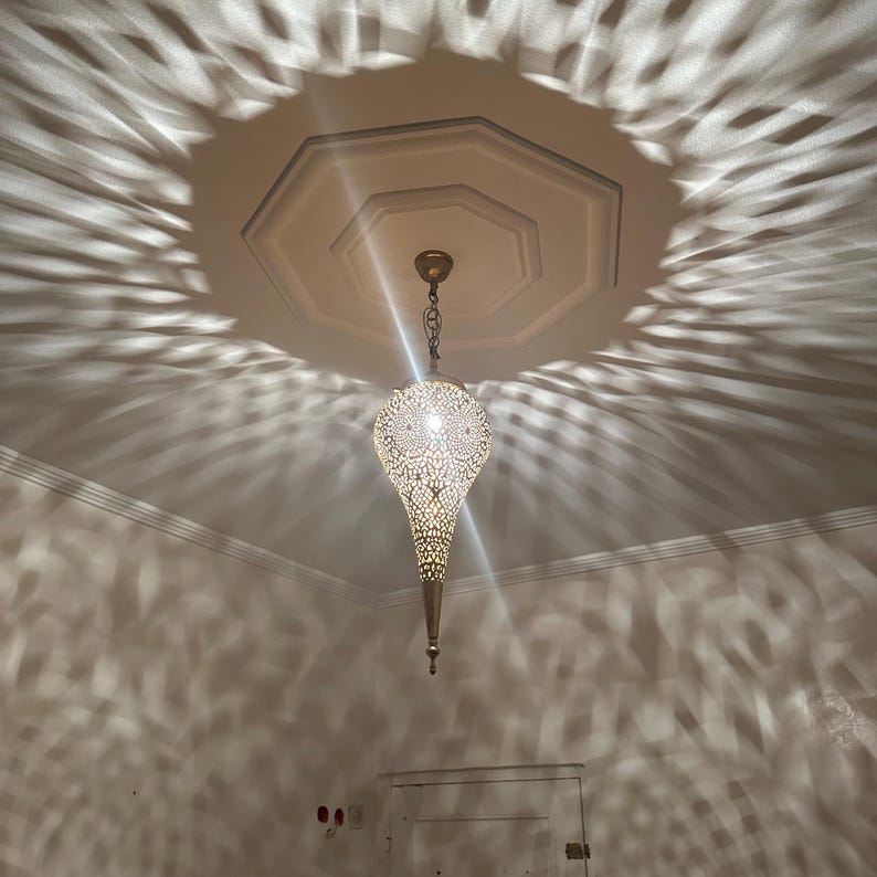 Order by Size : Moroccan Handmade Brass Ceiling Pendant Light (Taima)
