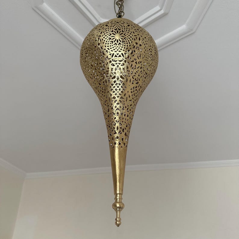 Order by Size : Moroccan Handmade Brass Ceiling Pendant Light (Taima)