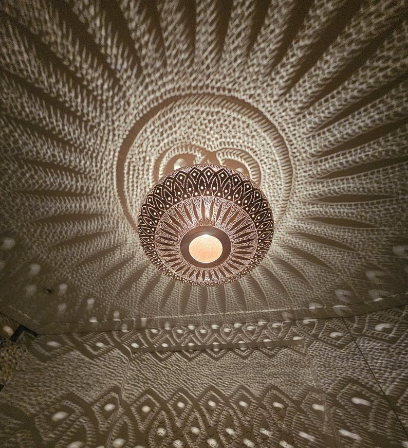 Order by Size : Moroccan Handmade Brass Ceiling Pendant Light (Tahira)