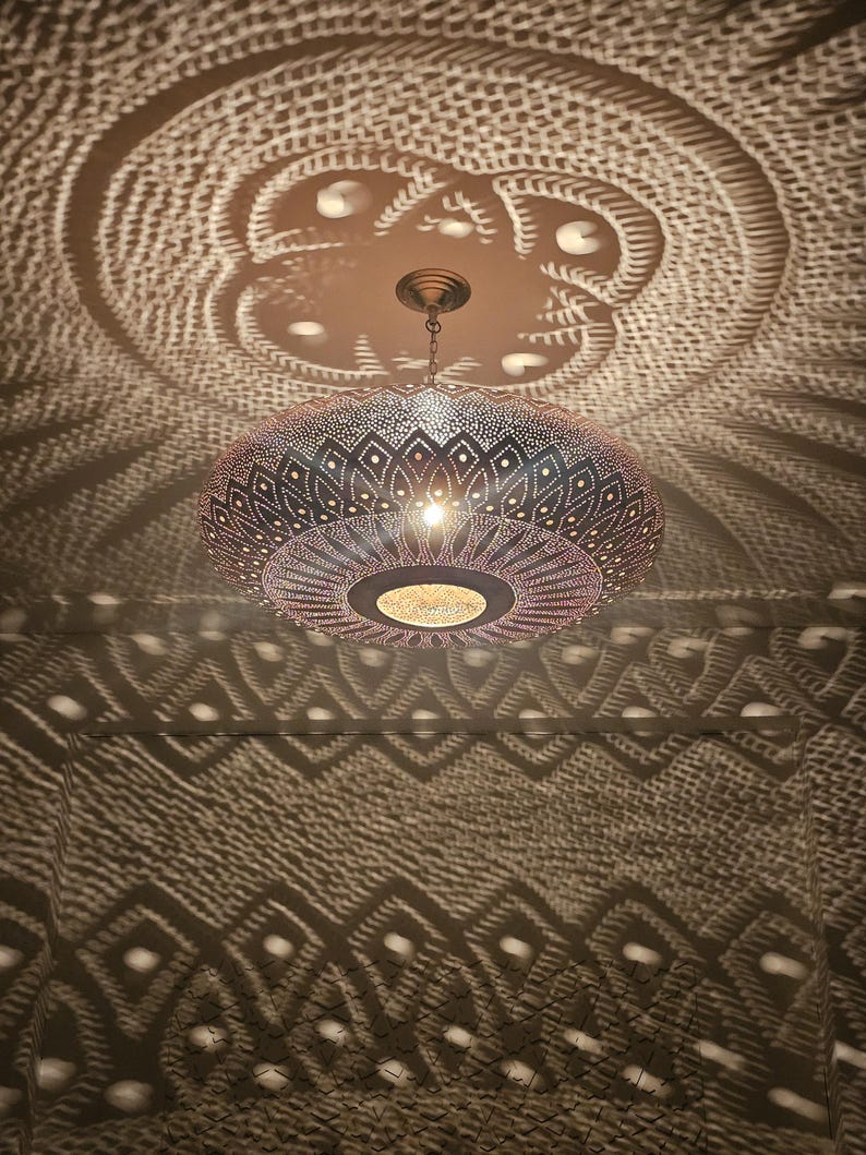 Order by Size : Moroccan Handmade Brass Ceiling Pendant Light (Tahira)