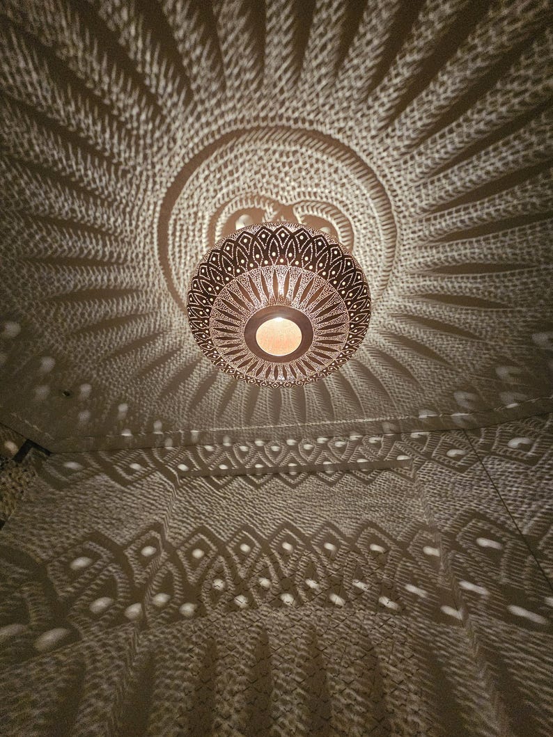 Order by Size : Moroccan Handmade Brass Ceiling Pendant Light (Tahira)