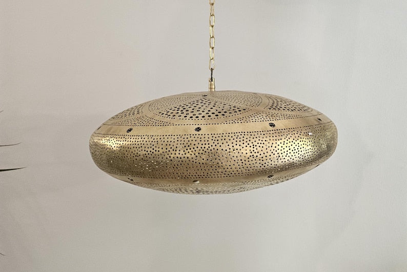 Order by Size : Moroccan Handmade Brass Ceiling Pendant Light (Hooriya)