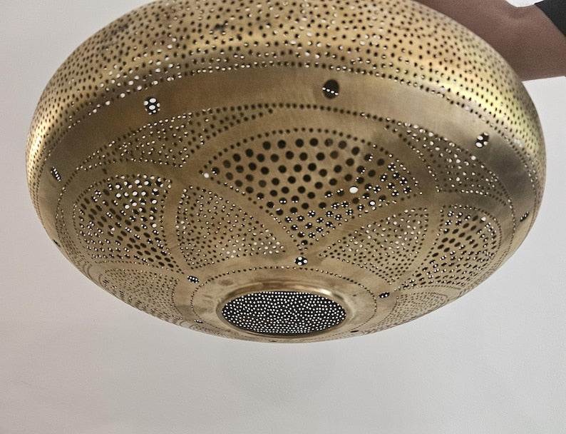 Order by Size : Moroccan Handmade Brass Ceiling Pendant Light (Hooriya)