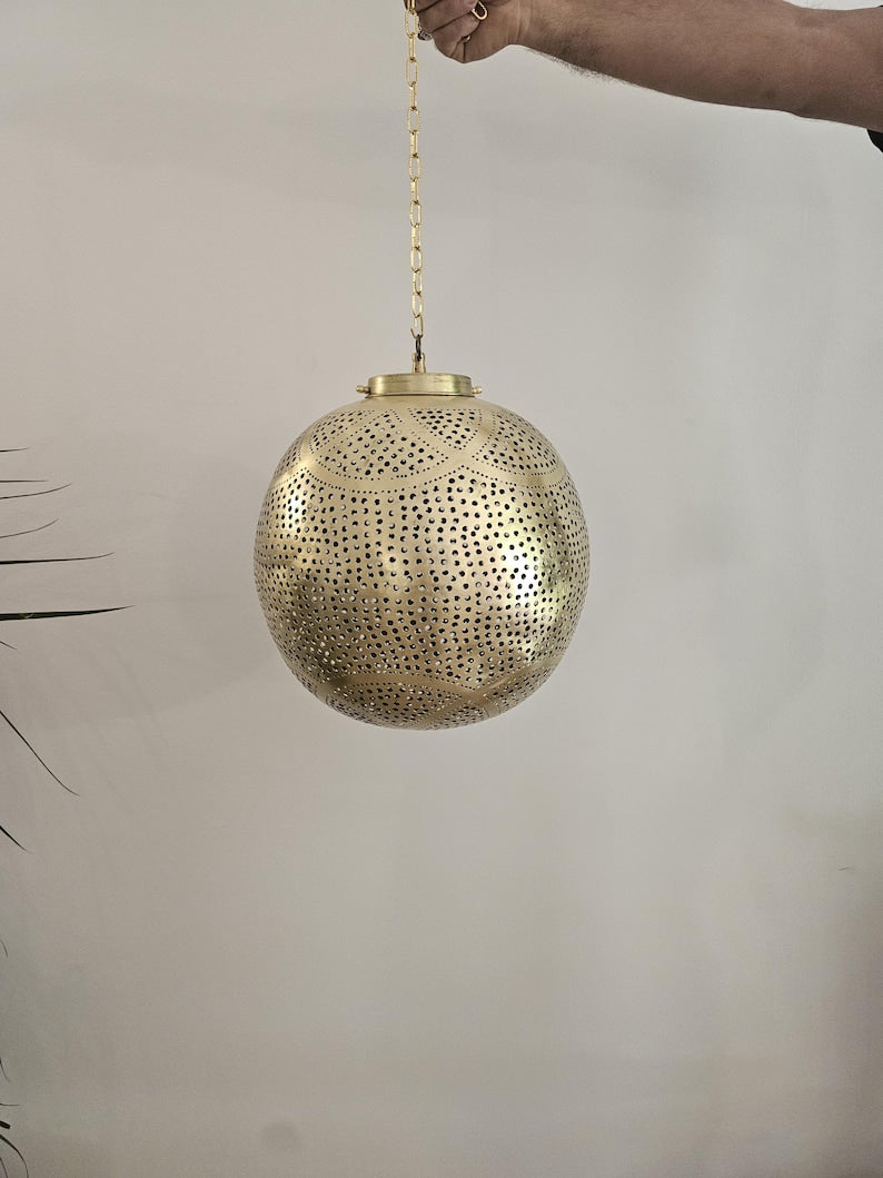 Order by Size : Moroccan Handmade Brass Ceiling Pendant Light (Thanaa)