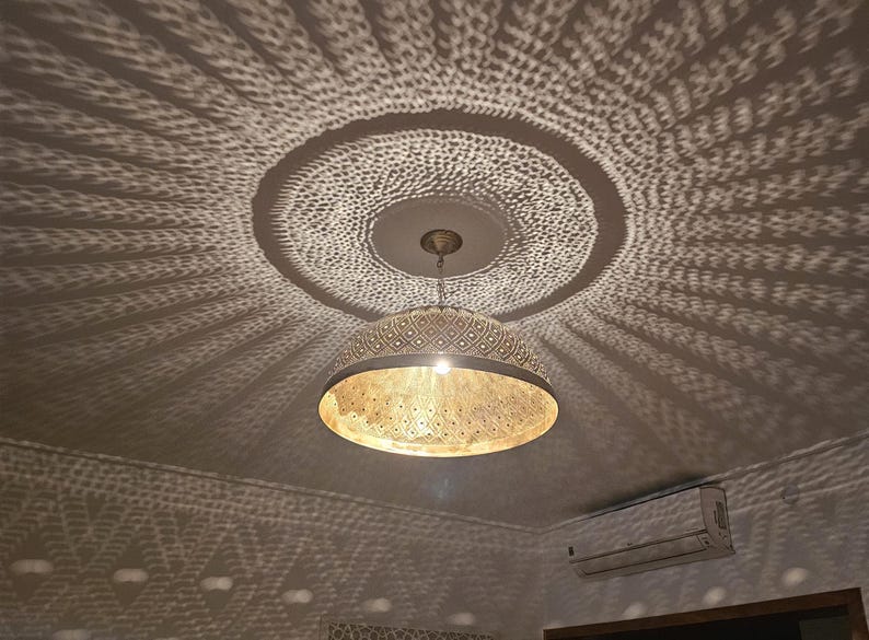 Order by Size : Moroccan Handmade Brass Ceiling Pendant Light (Basma)