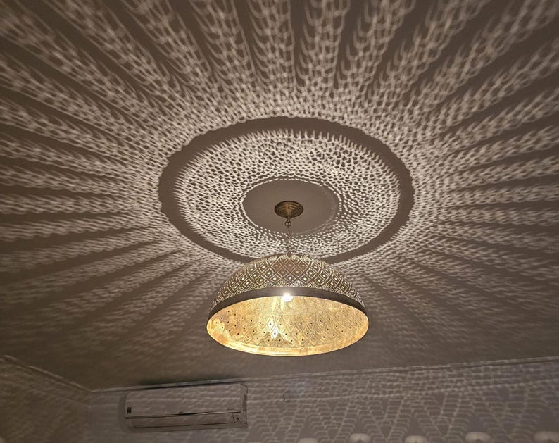 Order by Size : Moroccan Handmade Brass Ceiling Pendant Light (Basma)
