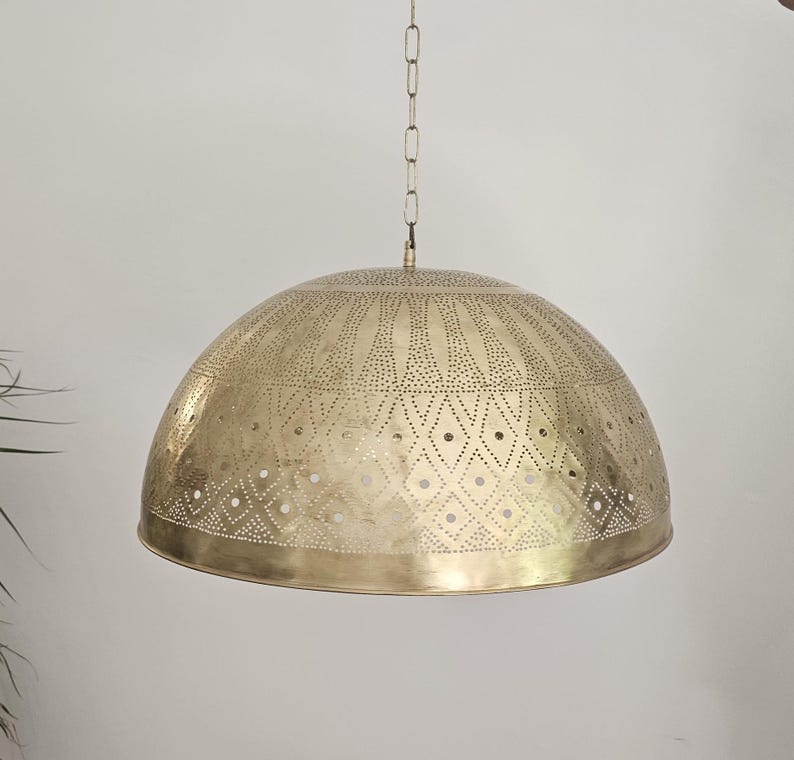 Order by Size : Moroccan Handmade Brass Ceiling Pendant Light (Basma)