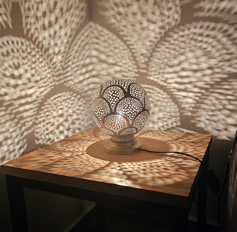 Order by Size : Moroccan Handmade Brass Table Lamp (Dahab)