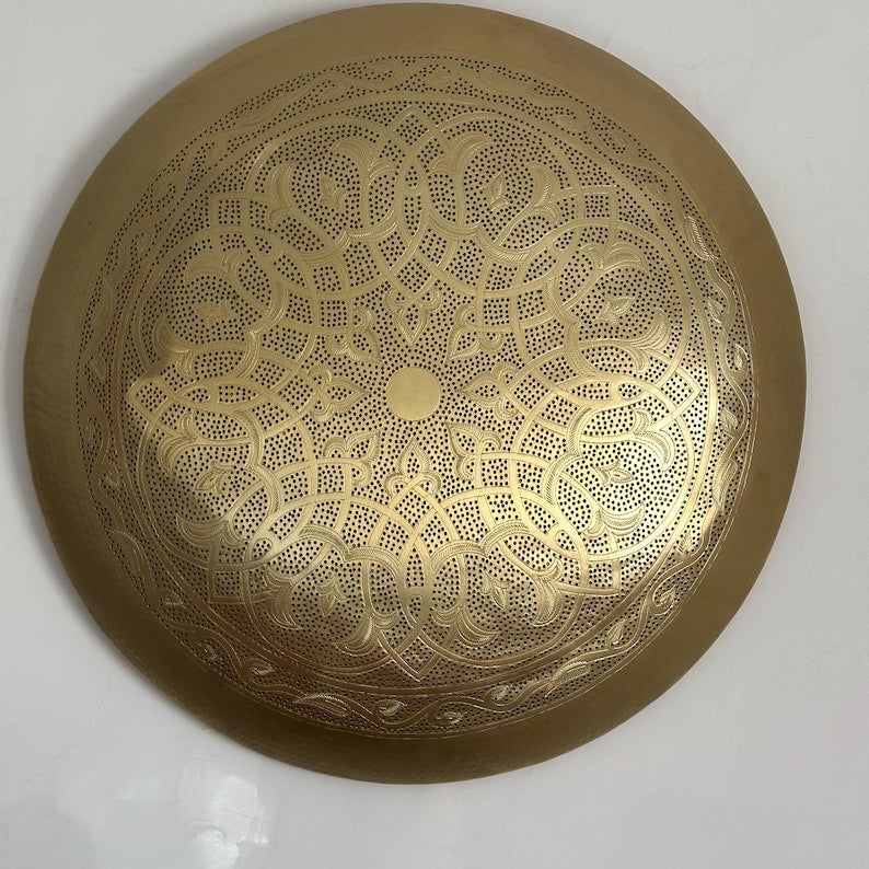 Order by Size : Moroccan handmade brass round wall light lamp (Tinghir)