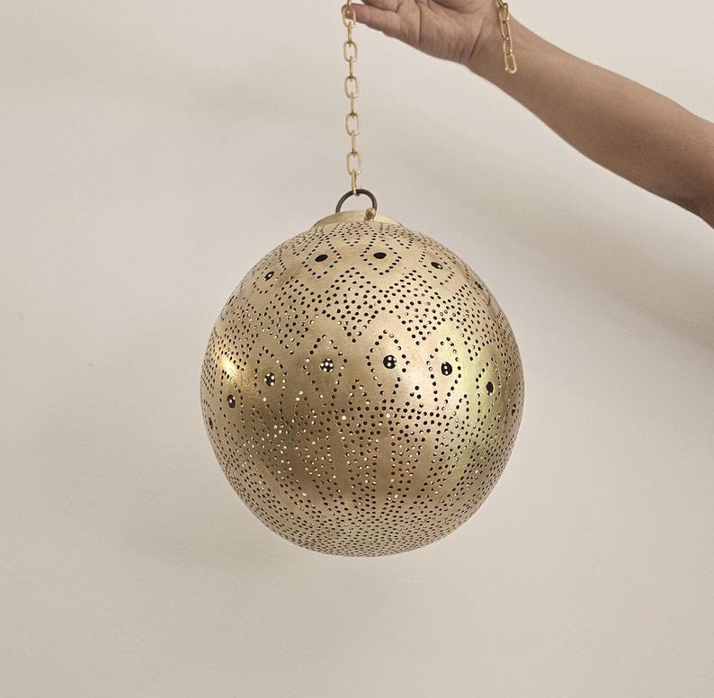 Order by Size : Moroccan Handmade Brass Ceiling Pendant Light (Shahira)