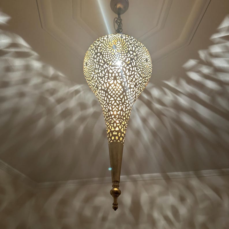 Order by Size : Moroccan Handmade Brass Ceiling Pendant Light (Taima)