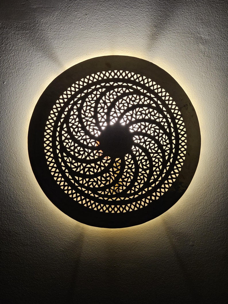 Order by Size : Moroccan handmade brass round wall light lamp (gulmima)