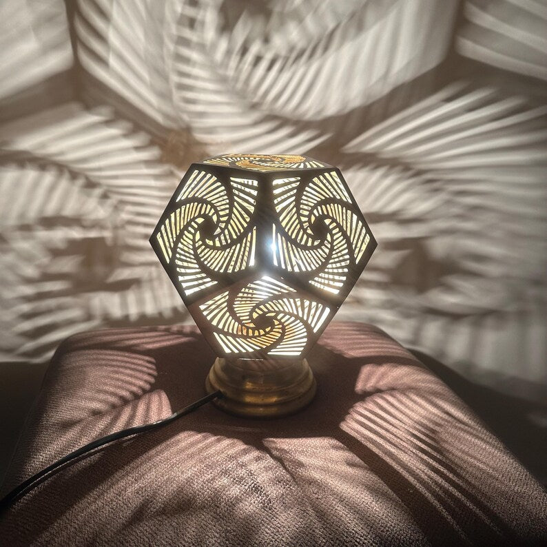 Moroccan Handmade Brass Table Lamp (Atheer)