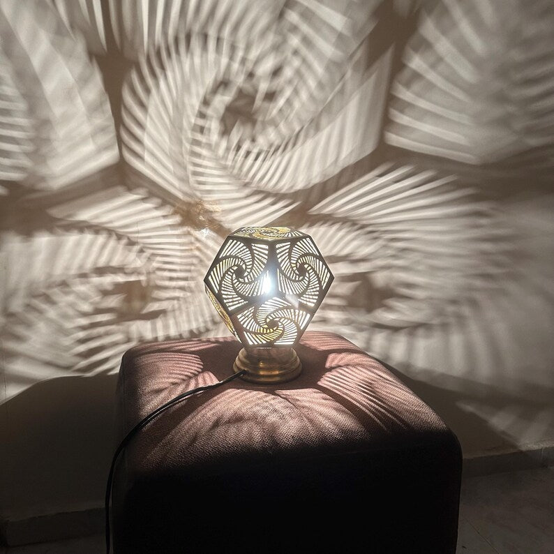 Moroccan Handmade Brass Table Lamp (Atheer)