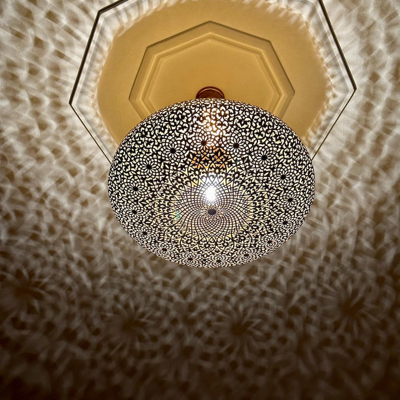 Order by Size : Moroccan Handmade Brass Ceiling Pendant Light (Amalina)