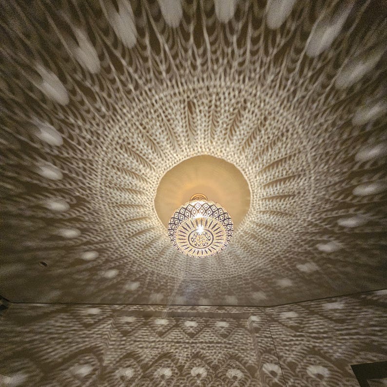 Order by Size : Moroccan Handmade Brass Ceiling Pendant Light (Salsabeel)