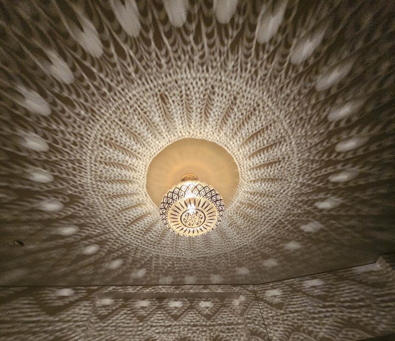 Order by Size : Moroccan Handmade Brass Ceiling Pendant Light (Salsabeel)