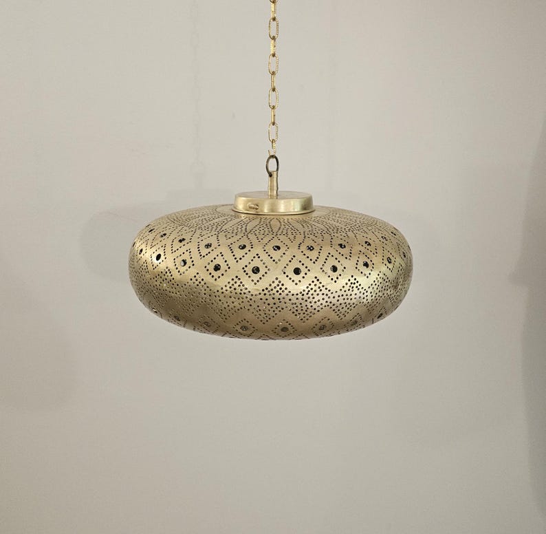 Order by Size : Moroccan Handmade Brass Ceiling Pendant Light (Salsabeel)