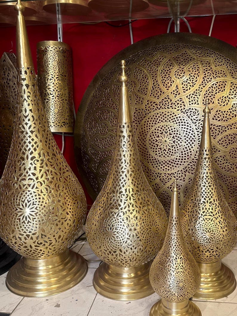 Order by Size : Moroccan Handmade Brass Table Lamp (Mahra)