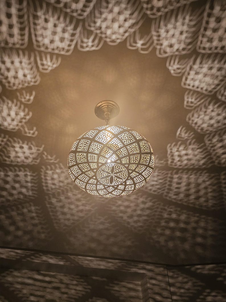 Order by Size : Moroccan Handmade Brass Ceiling Pendant Light (Lubna)