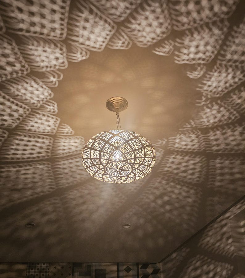 Order by Size : Moroccan Handmade Brass Ceiling Pendant Light (Lubna)