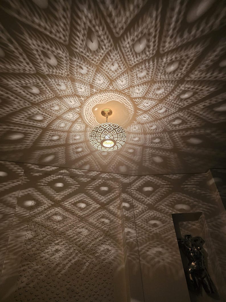 Order by Size : Moroccan Handmade Brass Ceiling Pendant Light (Safiya)