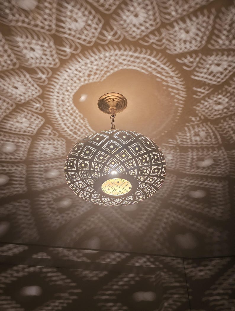 Order by Size : Moroccan Handmade Brass Ceiling Pendant Light (Safiya)