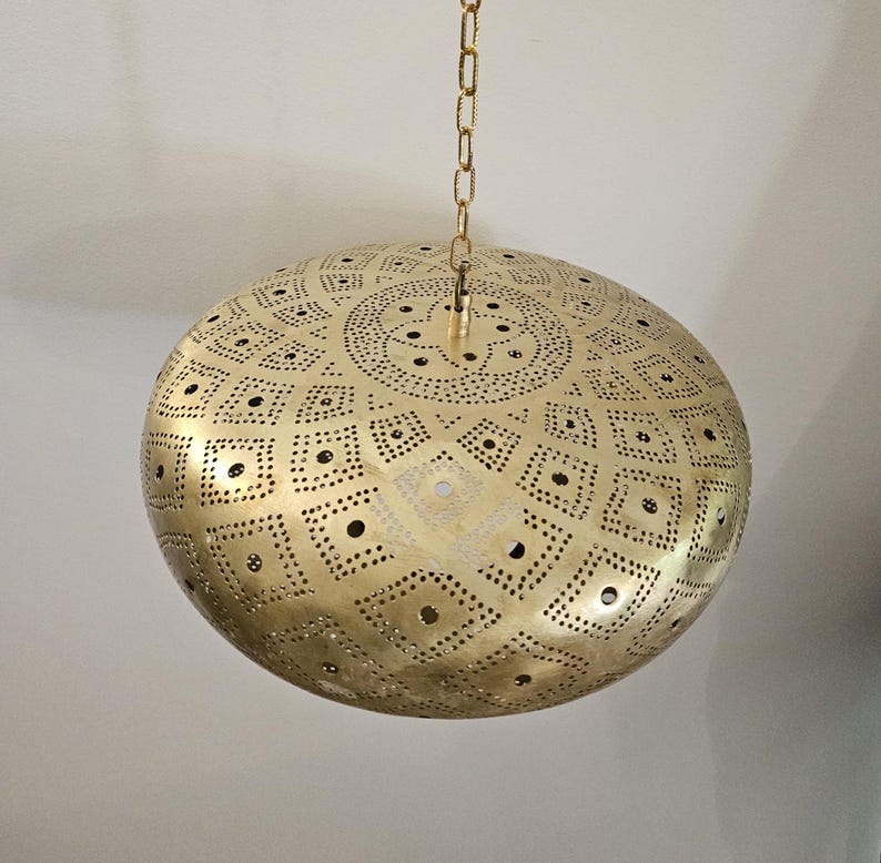 Order by Size : Moroccan Handmade Brass Ceiling Pendant Light (Safiya)