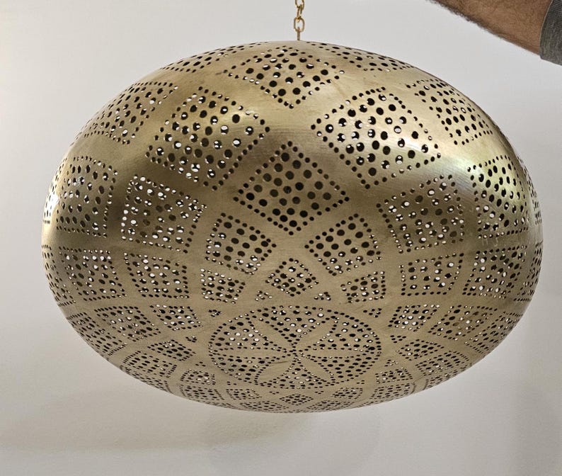 Order by Size : Moroccan Handmade Brass Ceiling Pendant Light (Lubna)