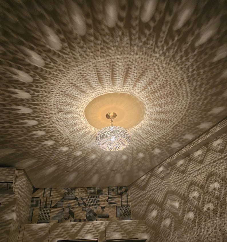 Order by Size : Moroccan Handmade Brass Ceiling Pendant Light (Salsabeel)