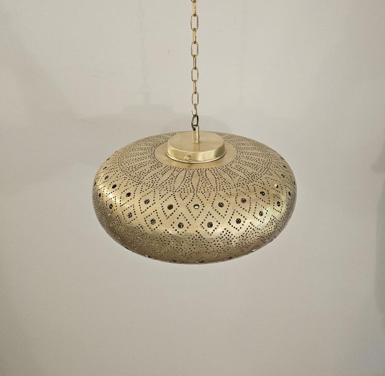 Order by Size : Moroccan Handmade Brass Ceiling Pendant Light (Salsabeel)