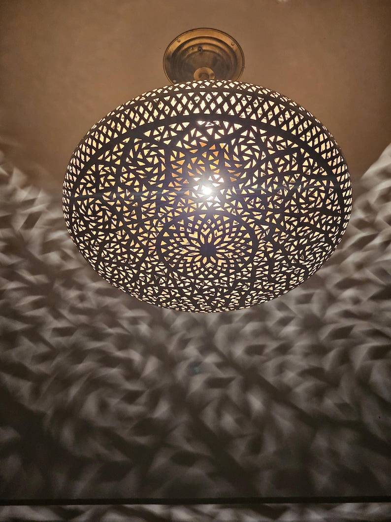 Order by Size : Moroccan Handmade Brass Ceiling Pendant Light (Nuha)