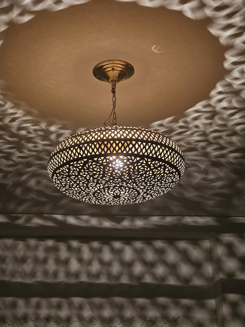 Order by Size : Moroccan Handmade Brass Ceiling Pendant Light (Nuha)