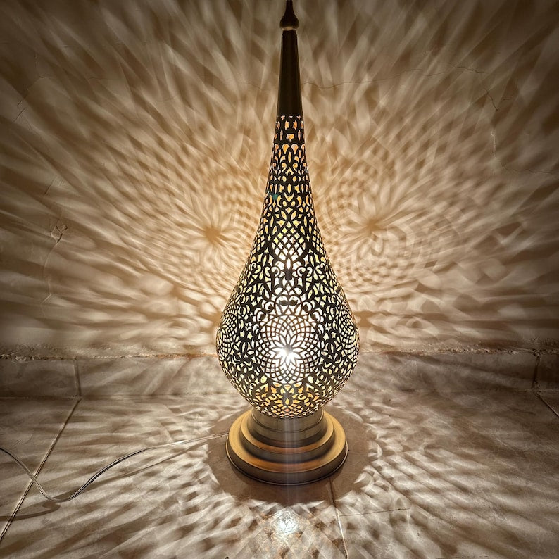 Order by Size : Moroccan Handmade Brass Table Lamp (Silia )