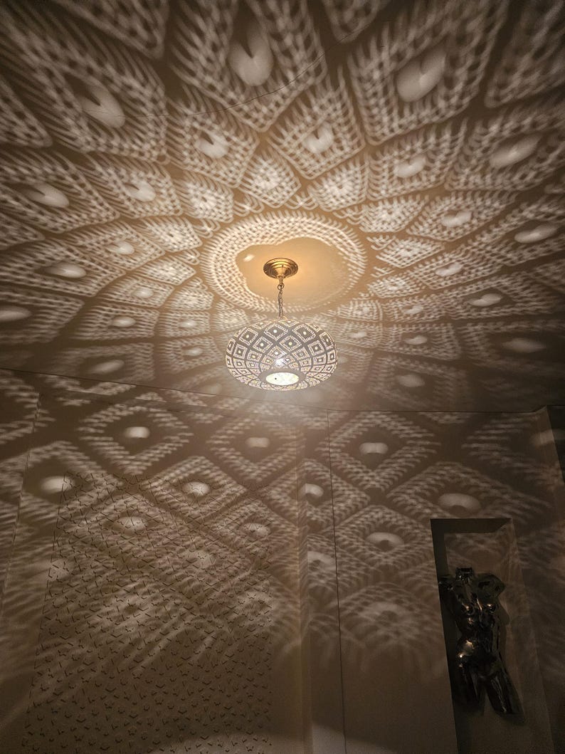 Order by Size : Moroccan Handmade Brass Ceiling Pendant Light (Safiya)