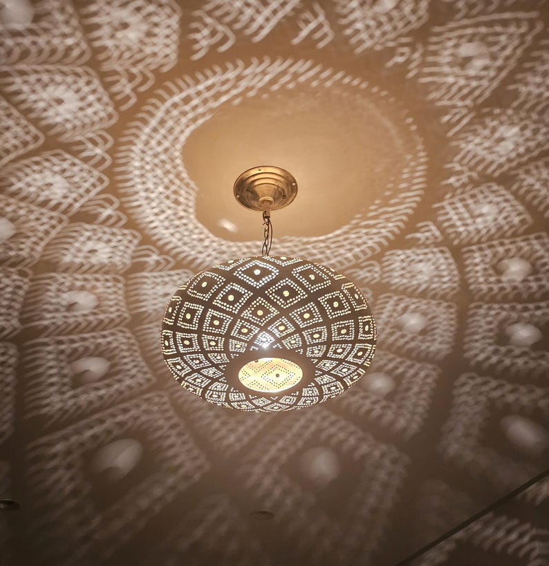 Order by Size : Moroccan Handmade Brass Ceiling Pendant Light (Safiya)