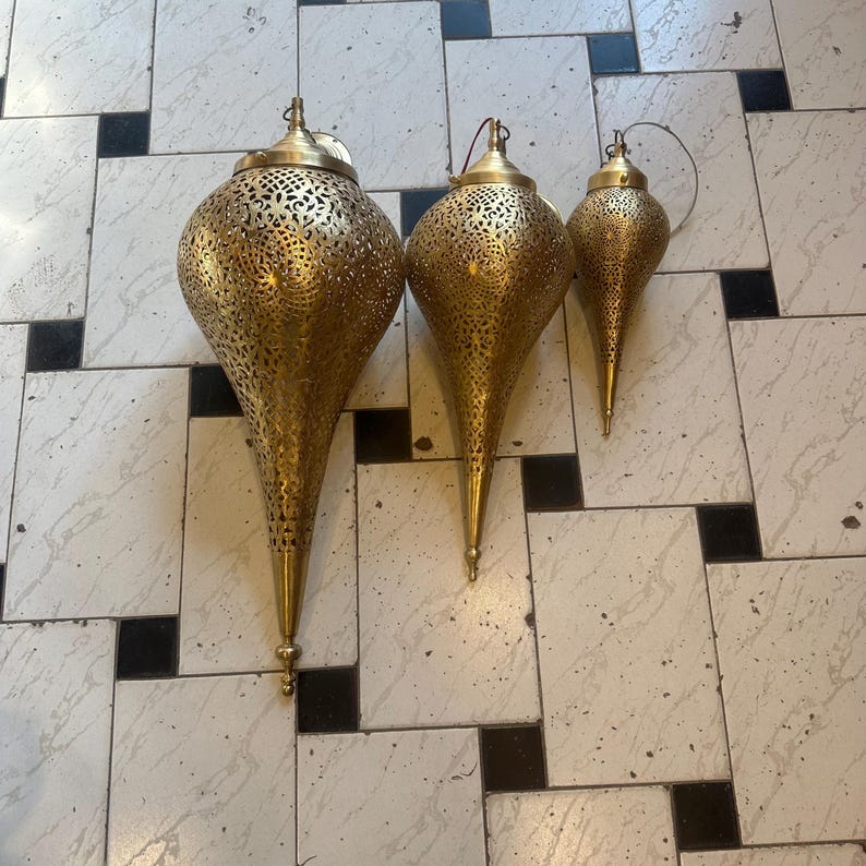 Order by Size : Moroccan Handmade Brass Ceiling Pendant Light (Taima)