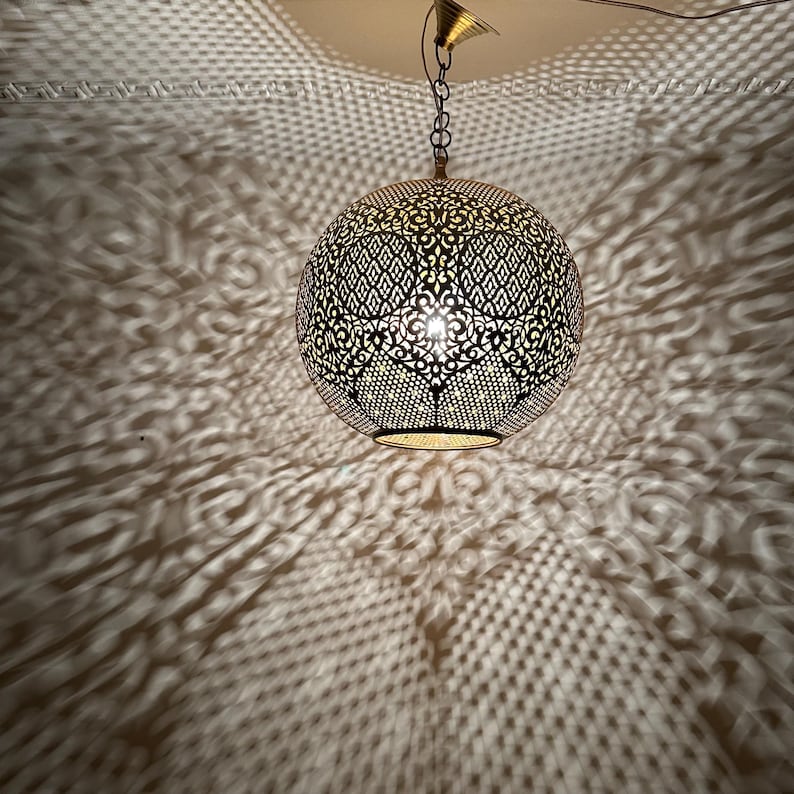 Order by Size : Moroccan Handmade Brass Ceiling Pendant Light (Iqbal)