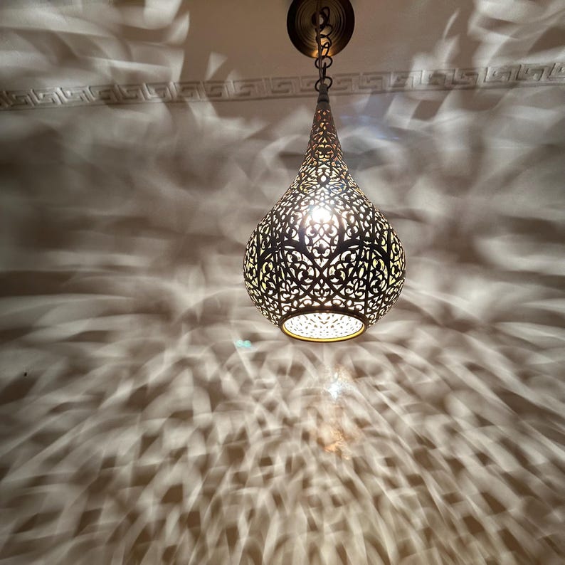 Order by Size : Moroccan Handmade Brass Ceiling Pendant Light (Nejma)