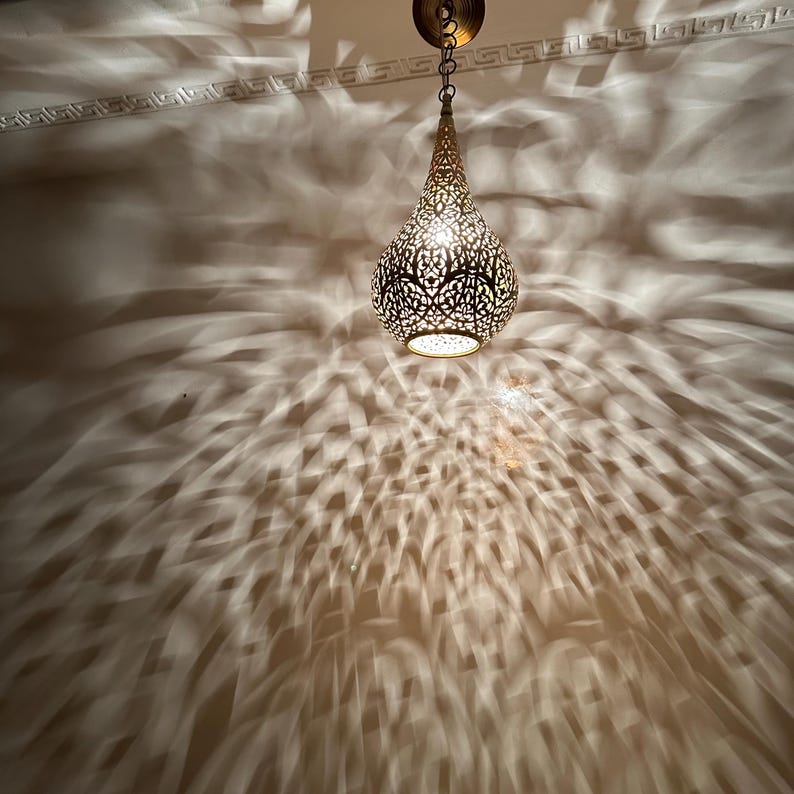 Order by Size : Moroccan Handmade Brass Ceiling Pendant Light (Nejma)