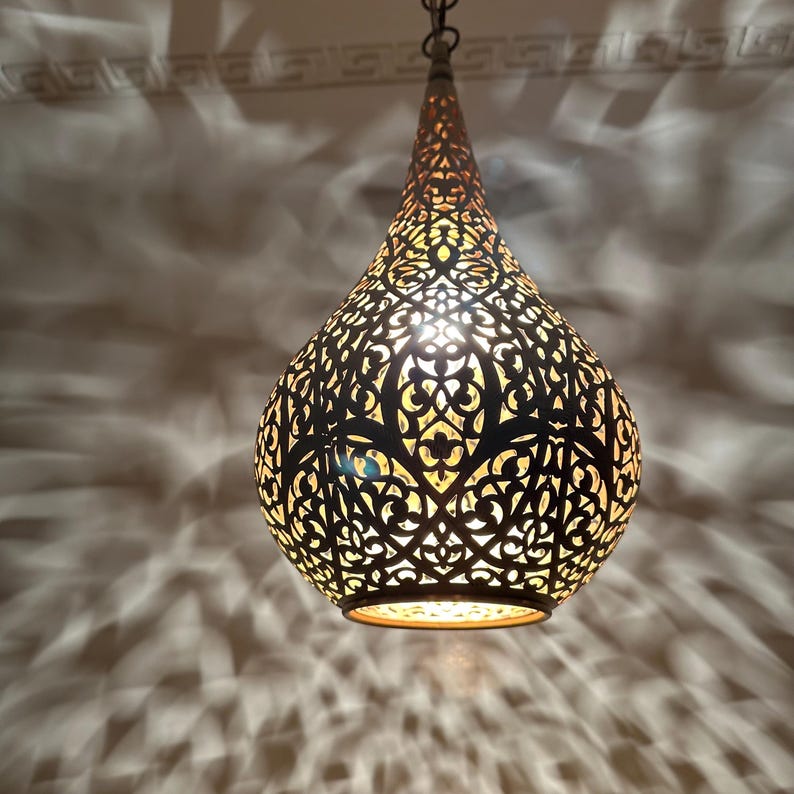 Order by Size : Moroccan Handmade Brass Ceiling Pendant Light (Nejma)