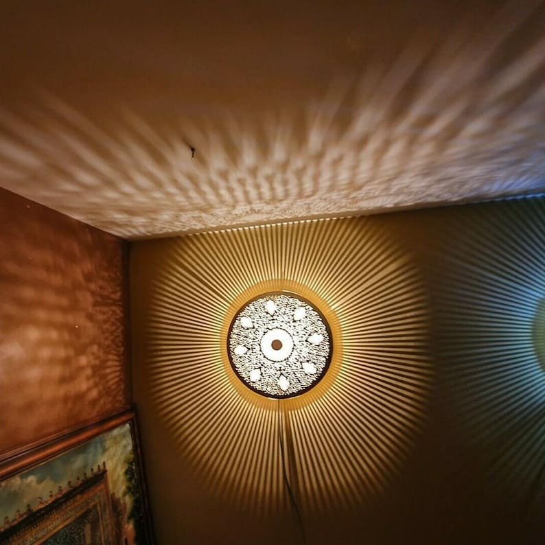 Order by Size : Moroccan handmade brass round wall light lamp ( nador)