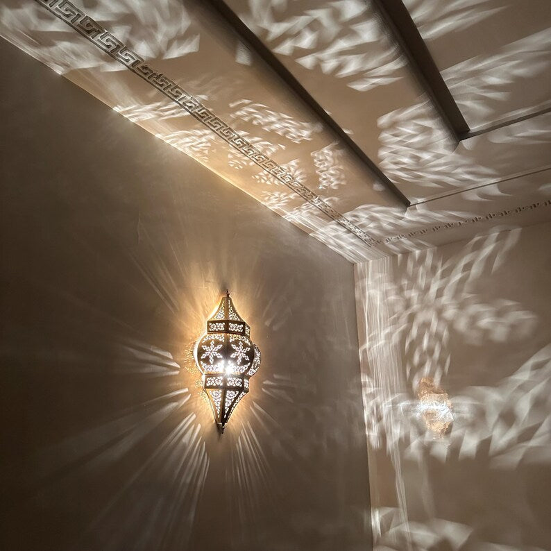 Moroccan handmade sconce brass wall light (Ayla)