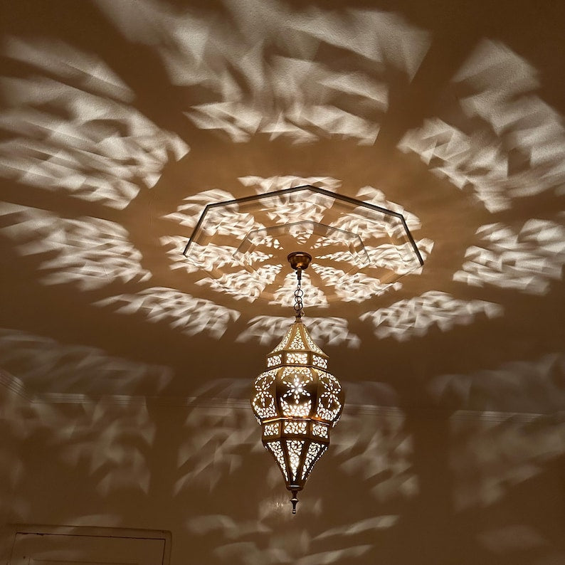 Order by Size : Moroccan Handmade Brass Ceiling Pendant Light (Hennu)