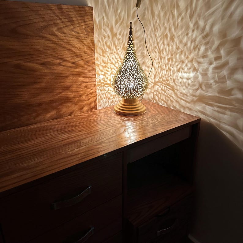Order by Size : Moroccan Handmade Brass Table Lamp (Maha)
