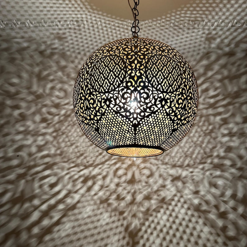 Order by Size : Moroccan Handmade Brass Ceiling Pendant Light (Iqbal)
