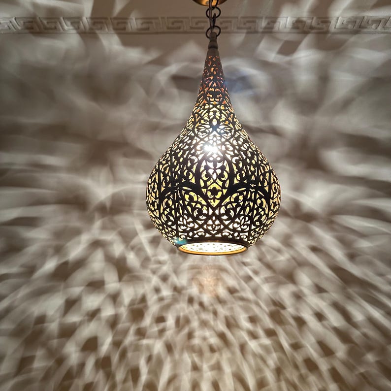 Order by Size : Moroccan Handmade Brass Ceiling Pendant Light (Nejma)