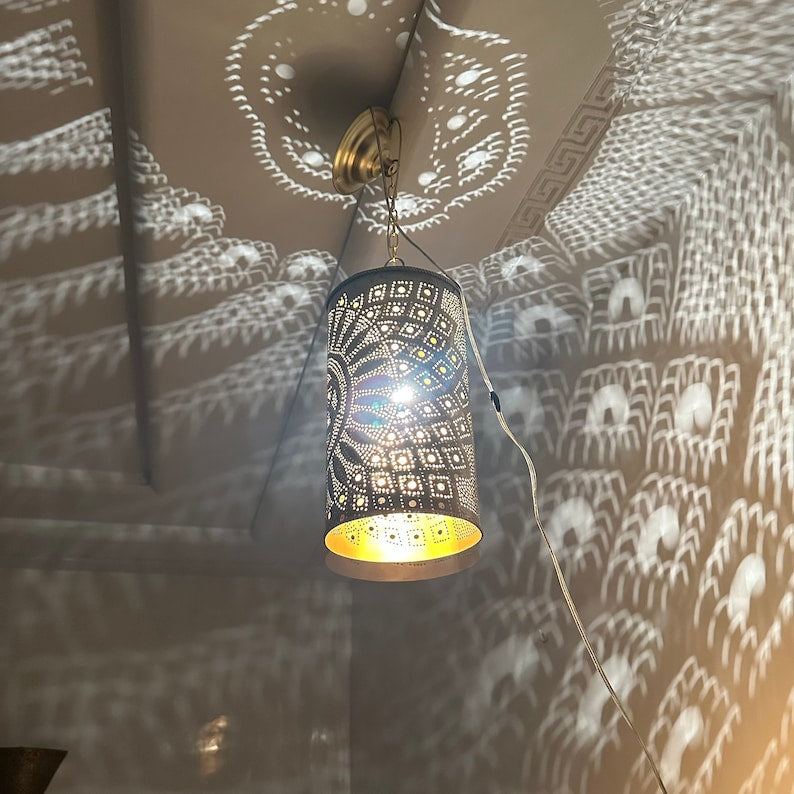 Order by Size : Moroccan Handmade Brass Ceiling Pendant Light (Tadast)